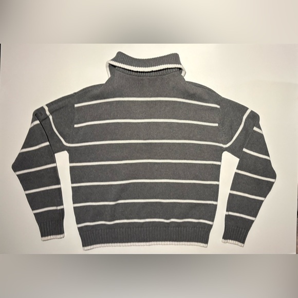 United Colors Of Benetton Grey and White Striped Quarter Zip-Up Sweater - Picture 3 of 6
